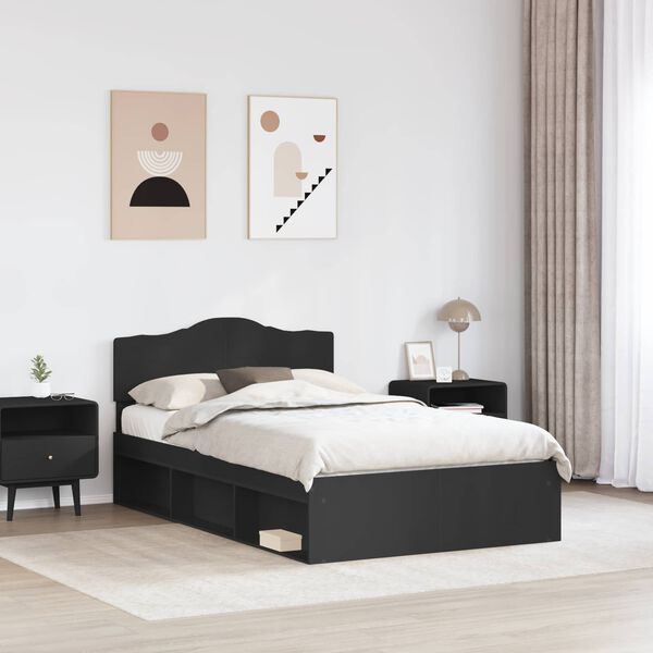 vidaXL Bettrahmen Schwarz 120 x 190 cm Massives Kiefernholz