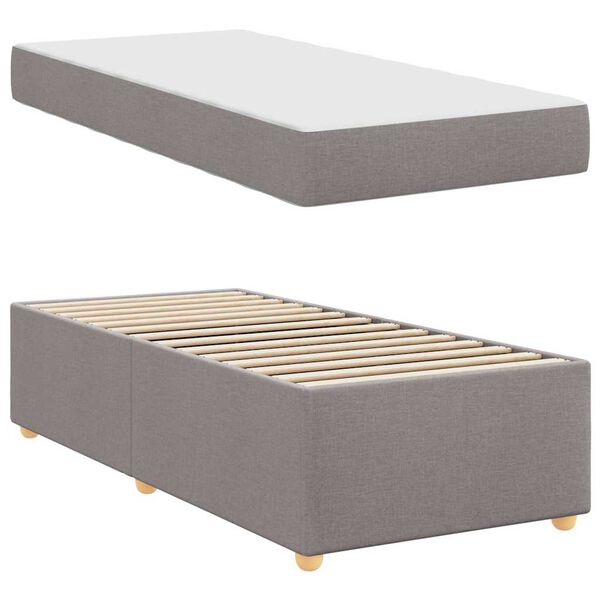 vidaXL Bettrahmen mit Matratze Taupe 90 x 190 cm Stoff
