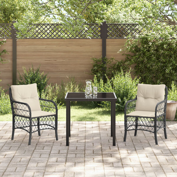 vidaXL Garten Essgruppe mit Kissen 9 pcs Schwarz Poly-Rattan