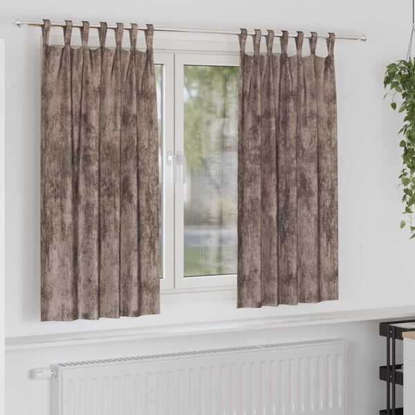 vidaXL Samtvorh&auml;nge mit Vorh&auml;ngen 2 pcs Cappuccino 175 x 140 cm Samt