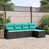 vidaXL 5-teiliges Gartensofa-Set mit Kissen, schwarzes Polyrattan