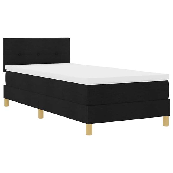 vidaXL LED Boxspringbett mit Matratze Schwarz 80 x 200 cm Stoff