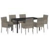 vidaXL Garten Essgruppe mit Kissen 7 pcs Grau Poly-Rattan