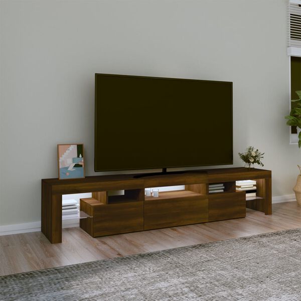 vidaXL TV-Schrank mit LED-Leuchten Braun Eichen-Optik 200x36,5x40 cm