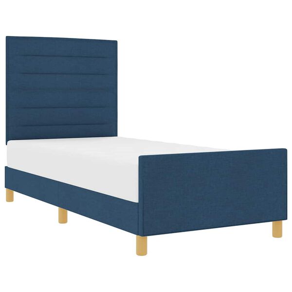 vidaXL Bettgestell mit Kopfteil Blau 90 x 200 cm Stoff