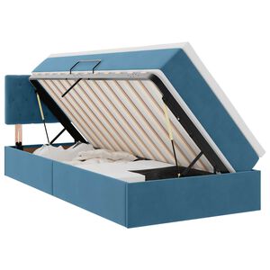 vidaXL LED-Speicherbett mit Matratze Dunkelblau 100 x 200 cm Samt