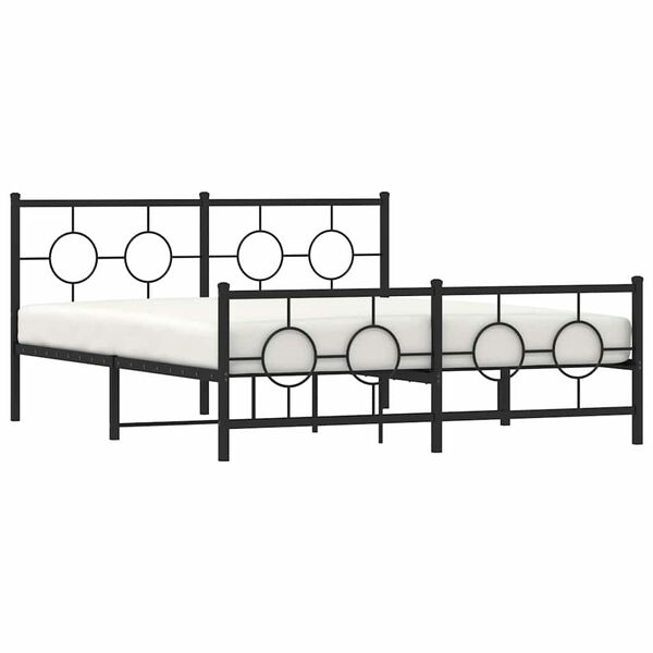 vidaXL Bettgestell mit Kopf- und Fu&szlig;teil Metall Schwarz 150x200 cm