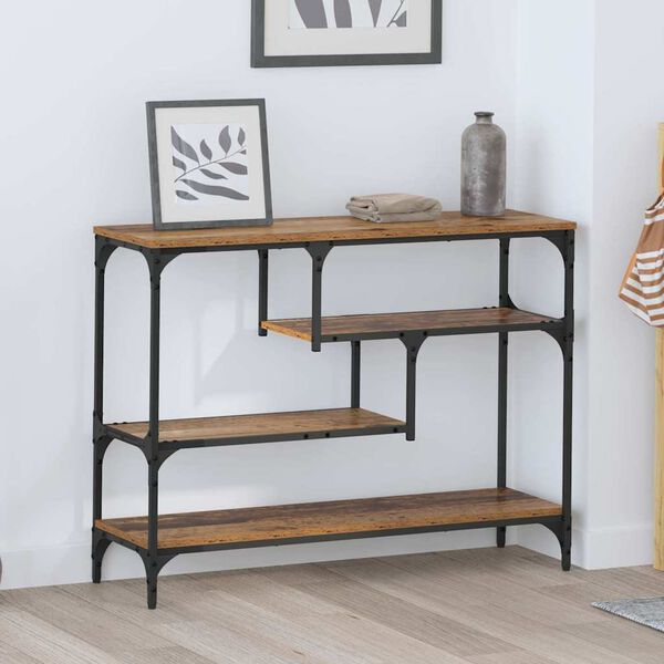 vidaXL Konsolentisch mit Regal Altholz 100 x 30 x 75 cm Holzwerkstoff