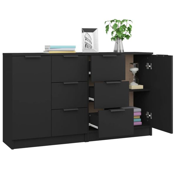 vidaXL Sideboards 2 Stk. Schwarz 60x30x70 cm Holzwerkstoff