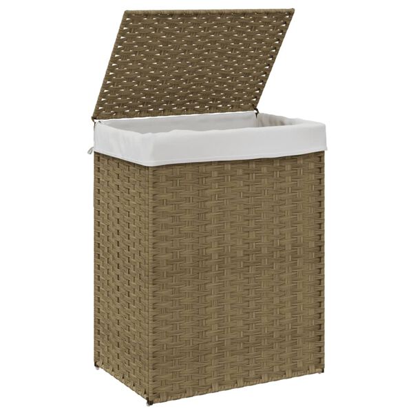 vidaXL W&auml;schekorb mit Deckel 46x33x60 cm Poly Rattan