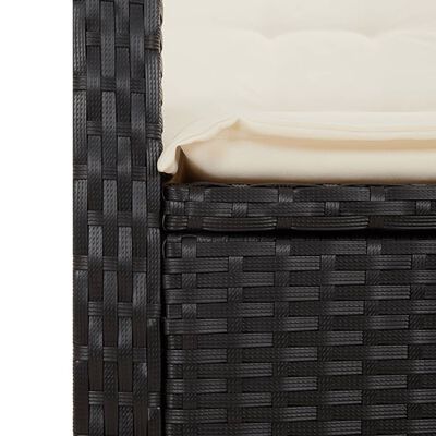 vidaXL Gartensessel Verstellbar mit Kissen Schwarz Poly Rattan