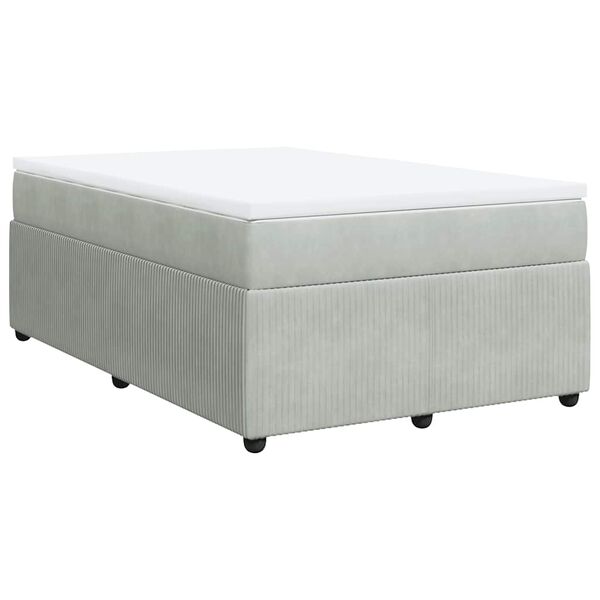 vidaXL Boxspringbett mit Matratze Hellgrau 120x190 cm Samt