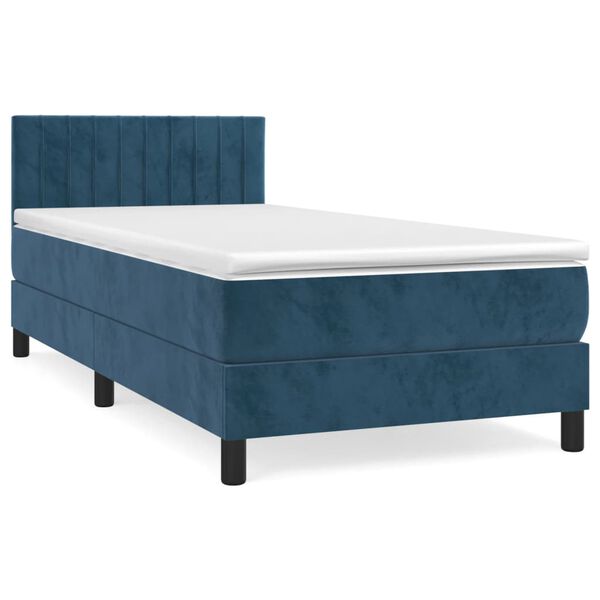 vidaXL Boxspringbett mit Matratze Dunkelblau 80x200 cm Samt