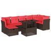 vidaXL 8-teiliges Gartensofa-Set mit Kissen, braun, Polyrattan