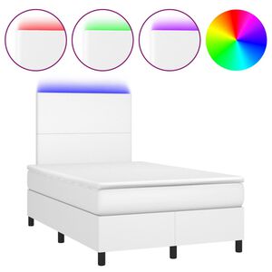 vidaXL Boxspringbett mit Matratze & LED Wei&szlig; 120x190 cm Kunstleder