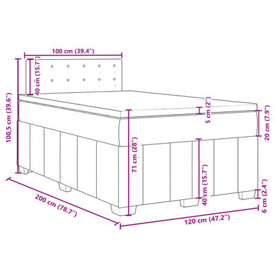 vidaXL Boxspringbett mit Matratze Hellgrau 120x200 cm Stoff