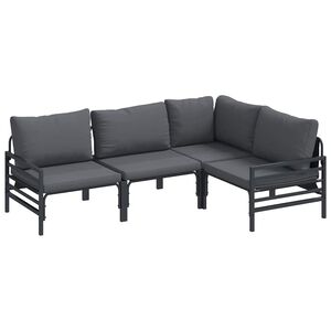 vidaXL Garten-Sofa-Set mit Kissen 4 pcs Anthrazit Stahl
