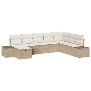 vidaXL Garten-Sofa-Set mit Kissen 8 pcs Beige Poly Rattan