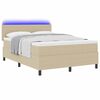 vidaXL LED Boxspringbett Hellgrau und Wei&szlig; 140 x 190 cm Cordstoff