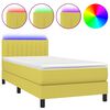 vidaXL Boxspringbett mit Matratze & LED Gr&uuml;n 90x190 cm Stoff