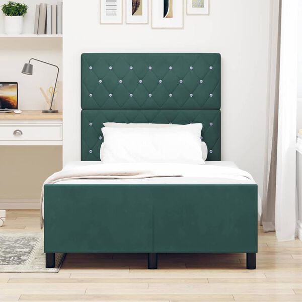 vidaXL Boxspringbett mit Kopfteil Dunkelgr&uuml;n 120 x 200 cm Samt