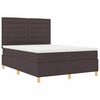 vidaXL LED Boxspringbett mit Matratze Dunkelbraun 140 x 200 cm Stoff