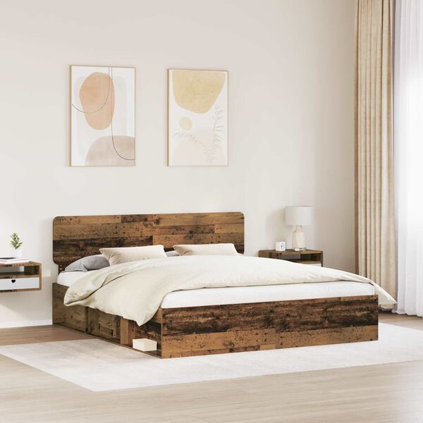 vidaXL Bettrahmen Altholz 200 x 200 cm Massives Kiefernholz