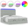 vidaXL Ottoman-Bett mit Matratzen & LEDs Hellgrau 180x200 cm Samt