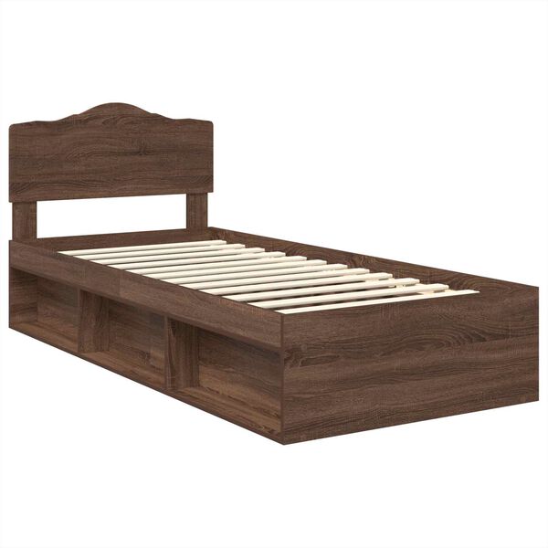 vidaXL Bettrahmen Braun Eichen-Optik 90 x 200 cm Massives Kiefernholz