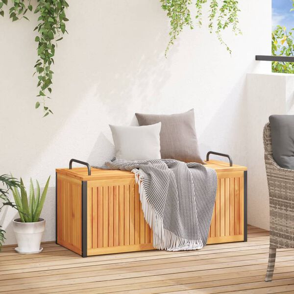 vidaXL Gartenbox 110x45x42/53 cm Massivholz Akazie und Stahl