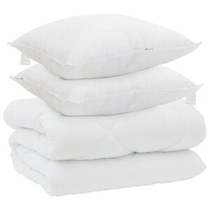 vidaXL Winterbettdecke mit Kissen 3 pcs Wei&szlig; Mikrofaser