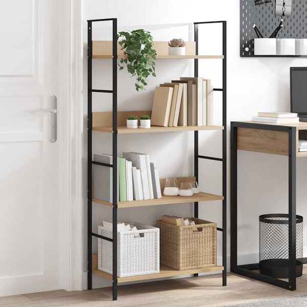 vidaXL B&uuml;cherregal 4 Regalb&ouml;den Eiche 60&times;27,6&times;124,5 cm Holzwerkstoff