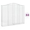 vidaXL Gabionen mit Hochbogen 4 Stk. 200x30x160/180cm Verzinktes Eisen
