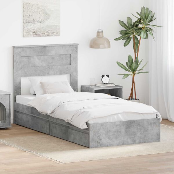 vidaXL Aufbewahrungsbett Beton Grau 90 x 200 cm Holzwerkstoff