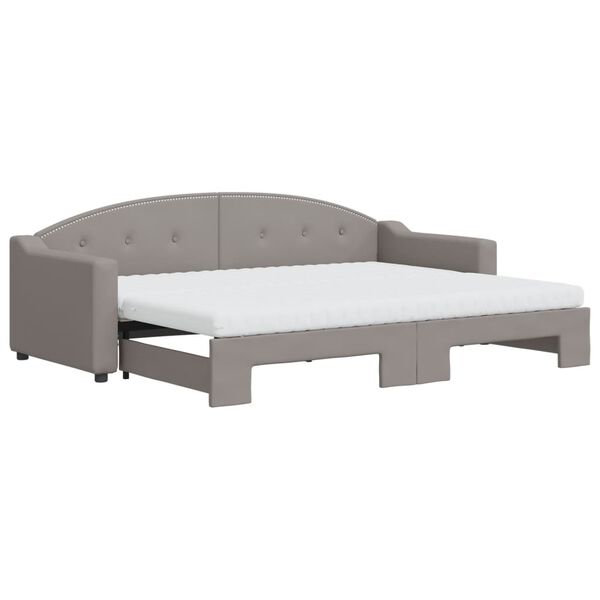 vidaXL Tagesbett Ausziehbar mit Matratzen Taupe 80x200 cm Stoff