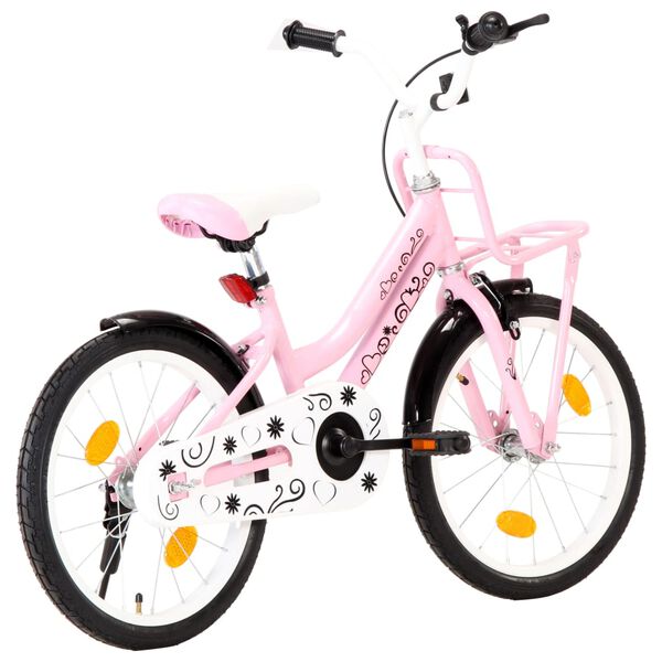 vidaXL Kinderfahrrad mit Frontgep&auml;cktr&auml;ger 18 Zoll Rosa und Schwarz