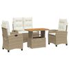 vidaXL 4-tlg. Garten-Essgruppe mit Kissen Beige Poly Rattan