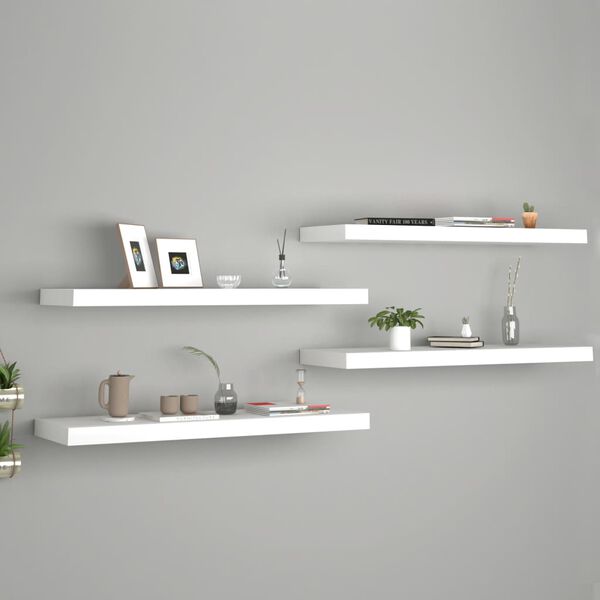 vidaXL Schweberegale 4 Stk. Wei&szlig; 80x23,5x3,8 cm MDF