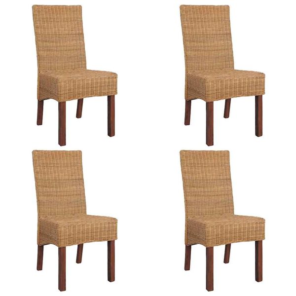 vidaXL Esszimmerst&uuml;hle 4 Stk. Braun Natur Rattan