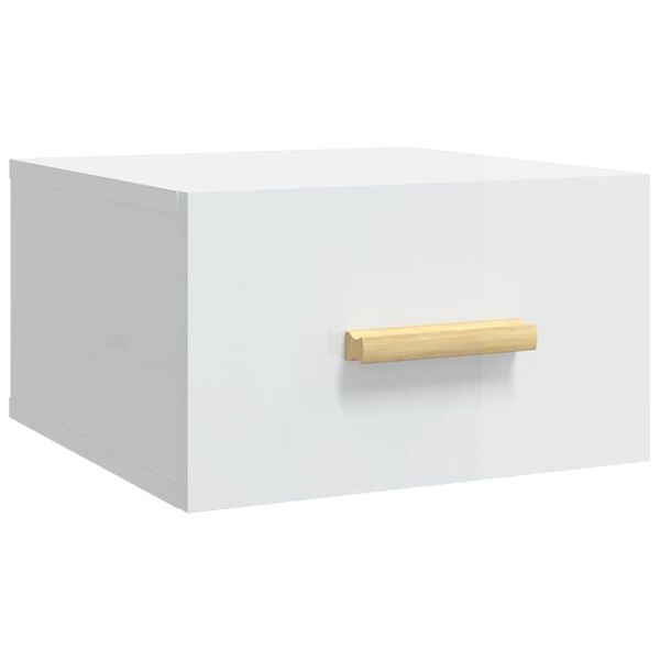 vidaXL Wand-Nachttisch Hochglanz-Wei&szlig; 35x35x20 cm