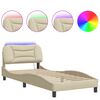 vidaXL Bettgestell mit LED ohne Matratze "Hvar" Creme 90x190 cm Stoff