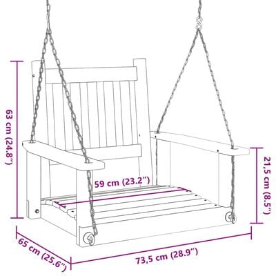 vidaXL Garten-Hängestuhl mit Metallketten Braun Massivholz Tanne