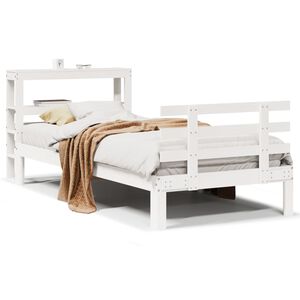 vidaXL Bettgestell mit Kopfteil ohne Matratze Wei&szlig; 75x190 cm