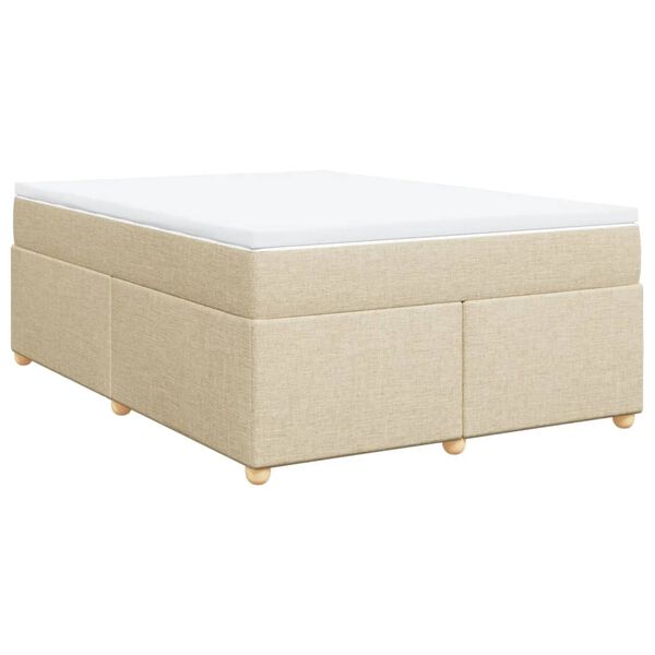 vidaXL Boxspringbett mit Matratze Creme 160x200 cm Stoff