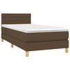 vidaXL Boxspringbett mit Matratze & LED Dunkelbraun 90x190 cm Stoff