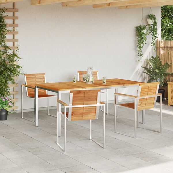 vidaXL Garten Essgruppe 5 pcs Braun Massivholz Teak