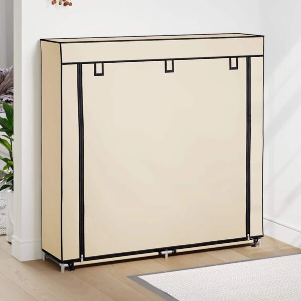 vidaXL Schuhschrank mit Abdeckung Cremewei&szlig; 115 x 28 x 110 cm Stoff
