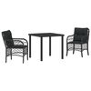vidaXL Garten Essgruppe 3 Stk. Schwarz Poly-Rattan