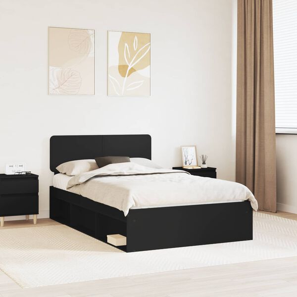 vidaXL Bettrahmen Schwarz 120 x 190 cm Massives Kiefernholz