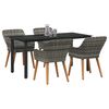 vidaXL Garten Essgruppe mit Kissen 5 pcs Grau Poly-Rattan
